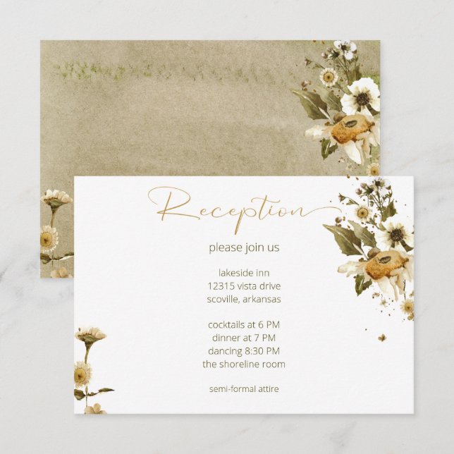 Boda de recepción de verano de Flores salvajes y m (Anverso / Reverso)