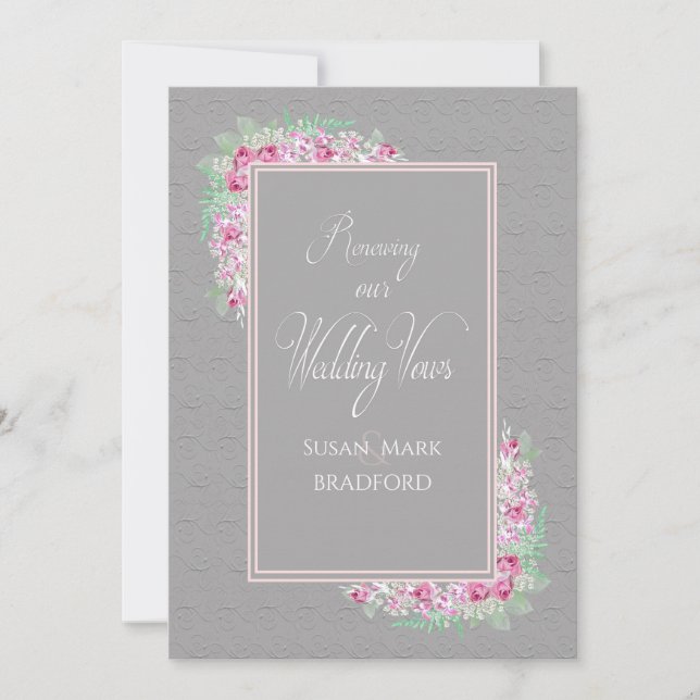 Boda de renovación promete invitación Elegante ros (Anverso)