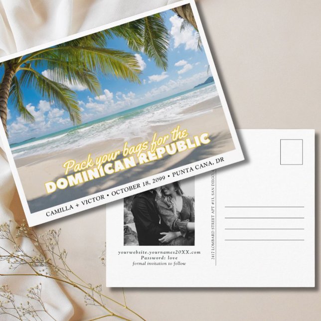 Boda de República Dominicana salva la tarjeta post (Dominican Republic Save the Date Postcard)