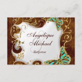 Boda de respuesta país dorado aqua marrón