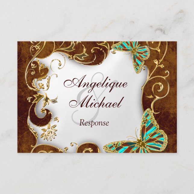 Boda de respuesta país dorado aqua marrón (Anverso)