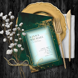 Boda de resumen de líneas de oro finas V2 Emerald 