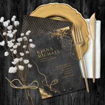 Boda de resumen de oro de líneas finas V1 Black ID