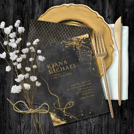 Boda de resumen de oro de líneas finas V1 Black ID