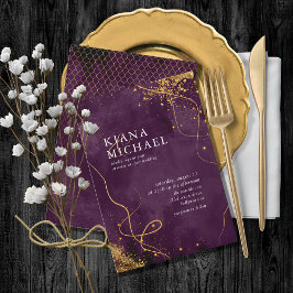 Boda de resumen de oro de líneas finas V1 Plum ID8