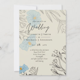 Boda de resumen floral azul moderno