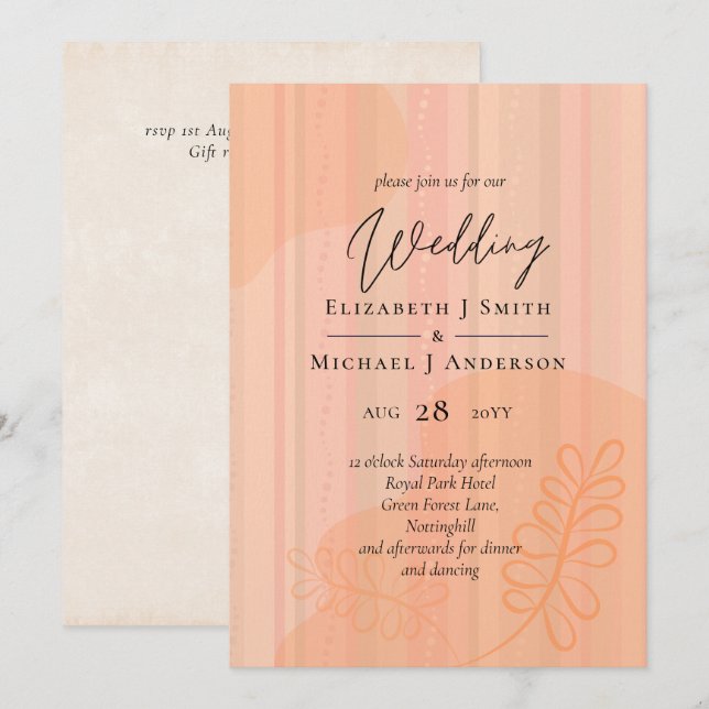 Boda de resumen moderno japonés escandinavo (Anverso / Reverso)