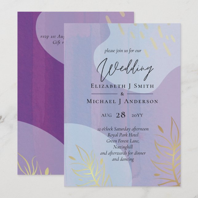 Boda de resumen moderno japonés escandinavo (Anverso / Reverso)