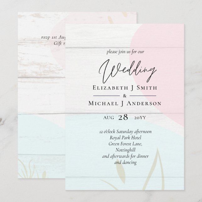 Boda de resumen moderno japonés escandinavo (Anverso / Reverso)