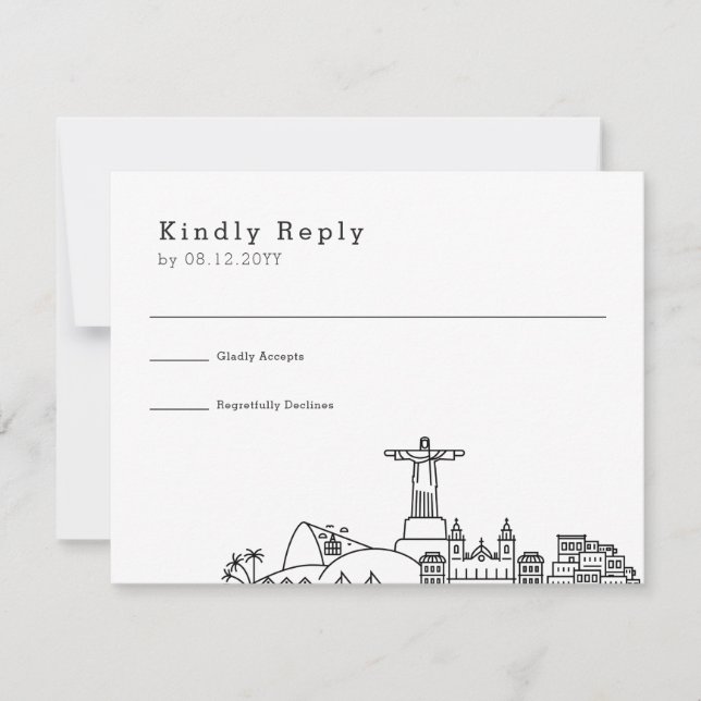 Boda de Río de Janeiro | RSVP estilizada de líneas (Anverso)