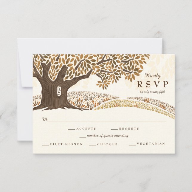 Boda de roble de otoño RSVP (Anverso)