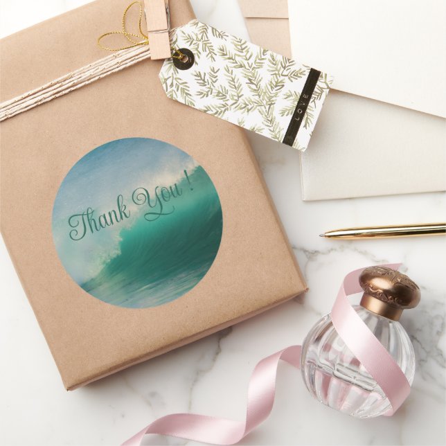 Boda de Ronda de Olas Oceánicas Gracias Pegatinas (Regalar)
