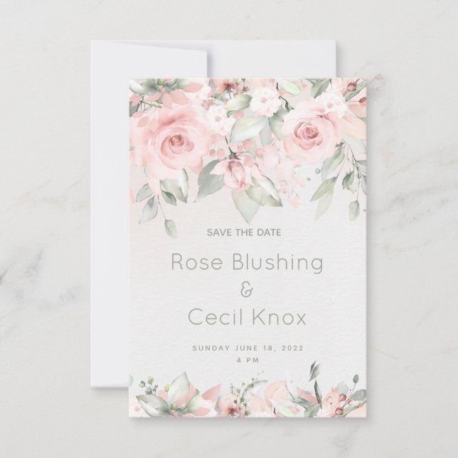 Boda De Rosas De Rubefacción Guardar La Tarjeta De (Anverso)