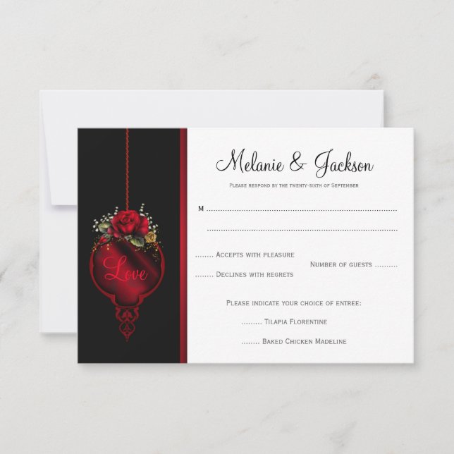 Boda de rosas rojas de sangre RSVP (Anverso)