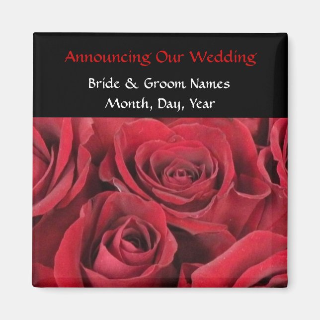 Boda de rosas rojas salva el imán de fecha (Frente)