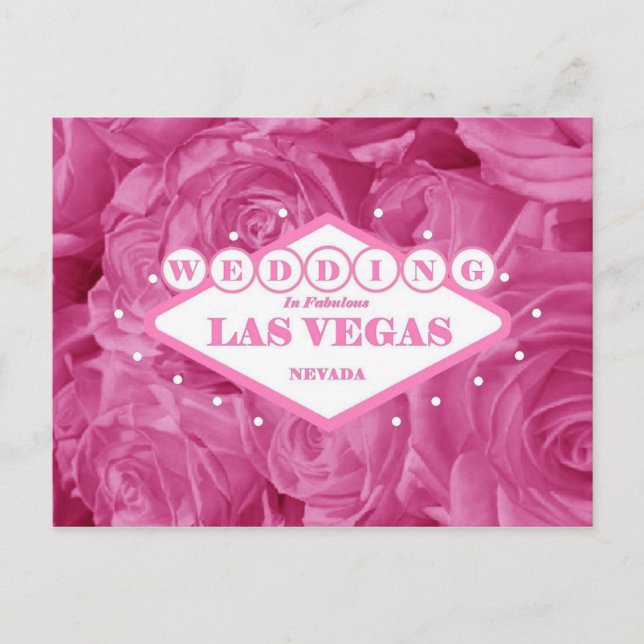 Boda de rosas rosadas en la postal de Las Vegas (Anverso)