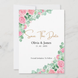 Boda de rosas y Eucalyptus Guardar la tarjeta de f