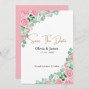 Boda de rosas y Eucalyptus Guardar la tarjeta de f