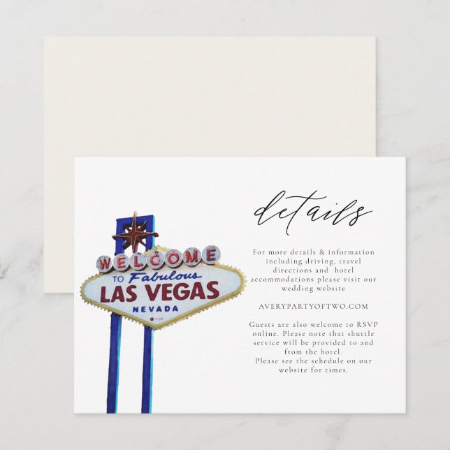 BODA de Rótulo LAS VEGAS o tarjeta de detalles del (Anverso / Reverso)
