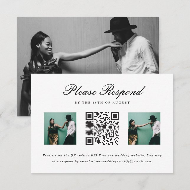 Boda de RSVP con código QR y Boda de fotos (Anverso / Reverso)