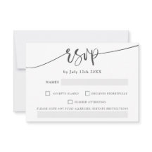 Boda de rsvp elegante de escritura en negrita blan