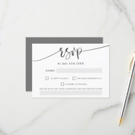 Boda de rsvp elegante de escritura en negrita blan