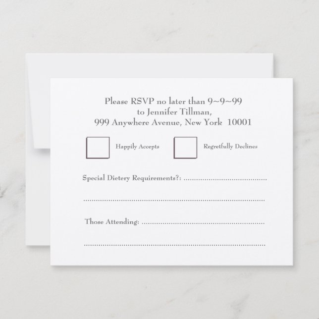 Boda de RSVP Foodies Heart Silver Response (Anverso)
