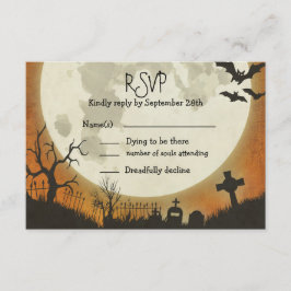 Boda de RSVP Halloween en naranja con luna