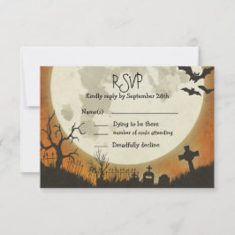 Boda de RSVP Halloween en naranja con luna
