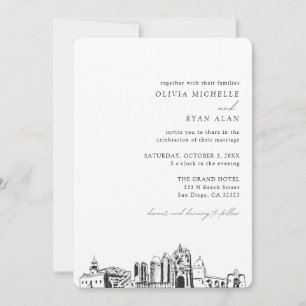 Boda de San Diego Elegante Invitación al Skyline
