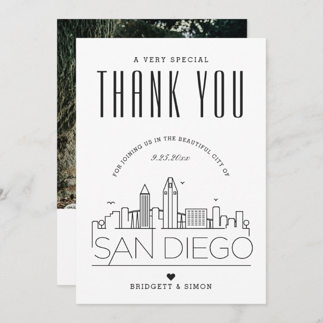 Boda de San Diego | Gracias + Tarjeta fotográfica (Anverso / Reverso)
