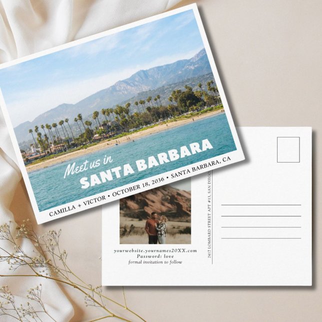 Boda de Santa Bárbara Salven la tarjeta postal de  (Santa Barbara Wedding Save the Date Postcard
)