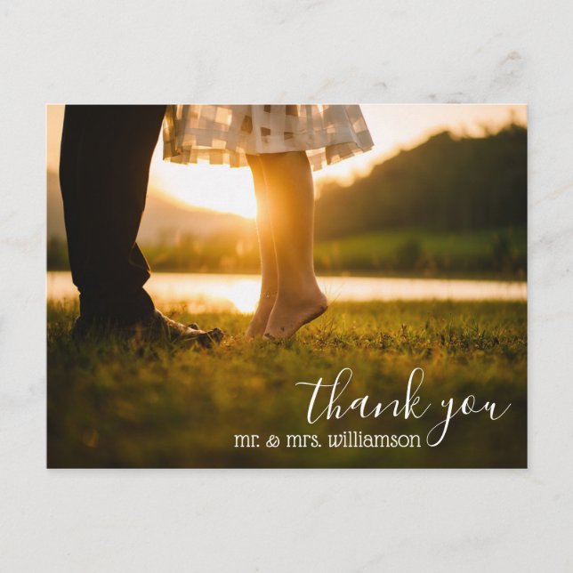 boda de script de moda gracias postal (Anverso)