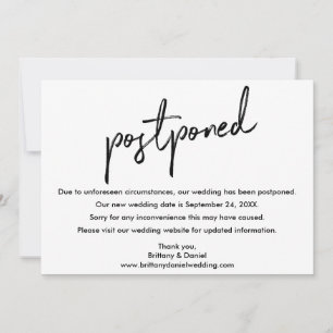 Boda de script manuscrito postergó nueva tarjeta d