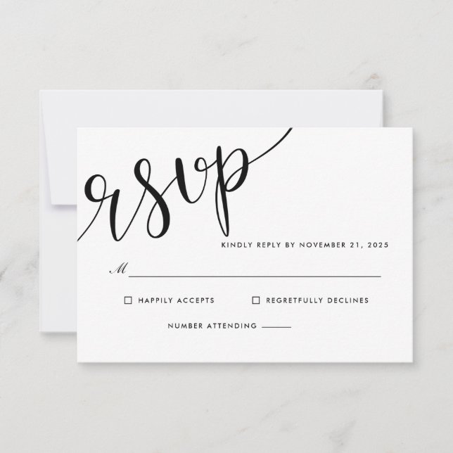 Boda de script RSVP simple y elegante (Anverso)