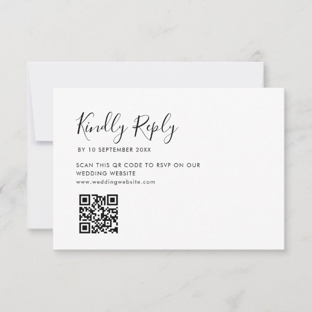 boda de script simple código QR tarjeta RSVP (Anverso)
