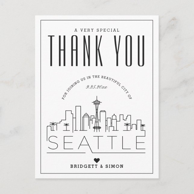 Boda de Seattle | Gracias por venir! Postal (Anverso)