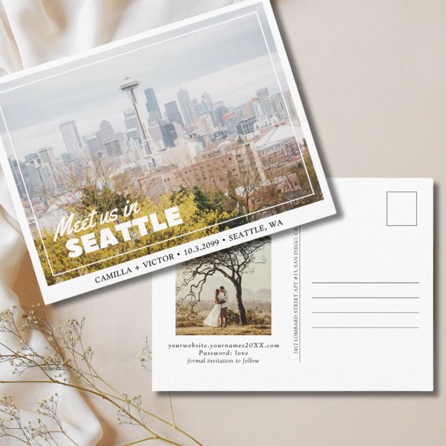 Boda de Seattle Guardar la postal de fecha (Seattle Wedding Save the Date)