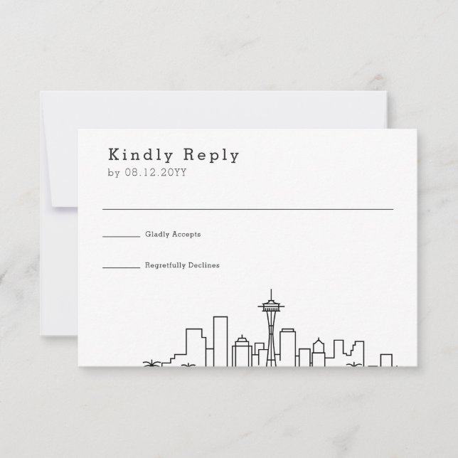 Boda de Seattle | RSVP estilizada de líneas aéreas (Anverso)
