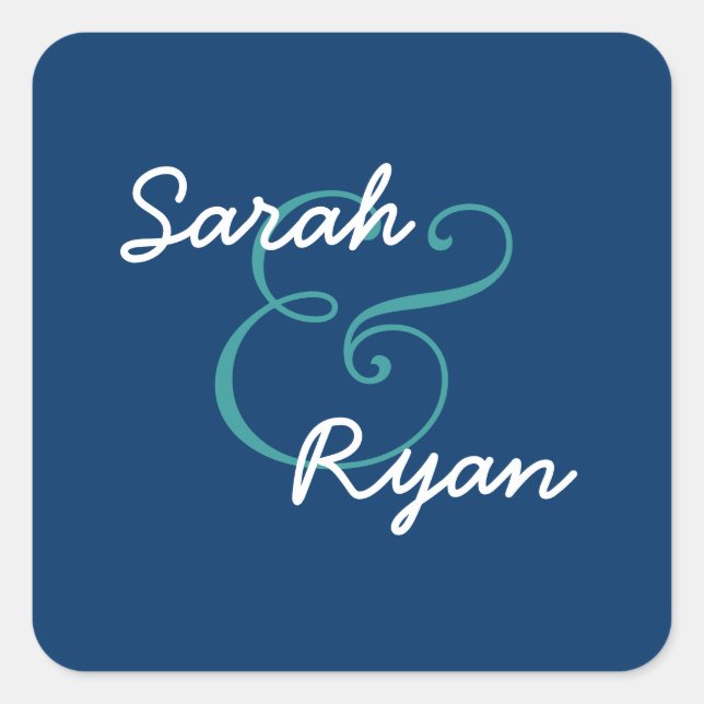 Boda de Sello para sobres azul y blanco de la Mari (Anverso)