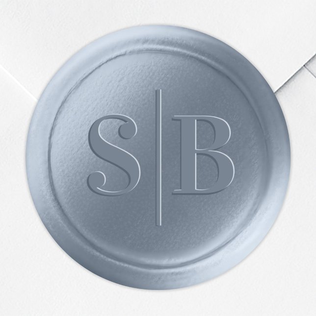 Boda de sellos de cera azul cielo agitado Monogram (Subido por el creador)