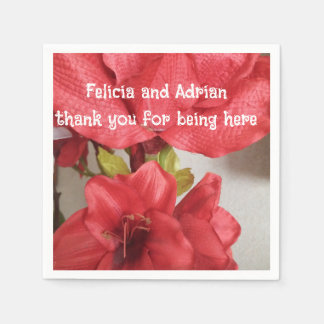 boda de servilleta de papel amaryllis rojo