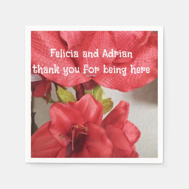 boda de servilleta de papel amaryllis rojo (Anverso)