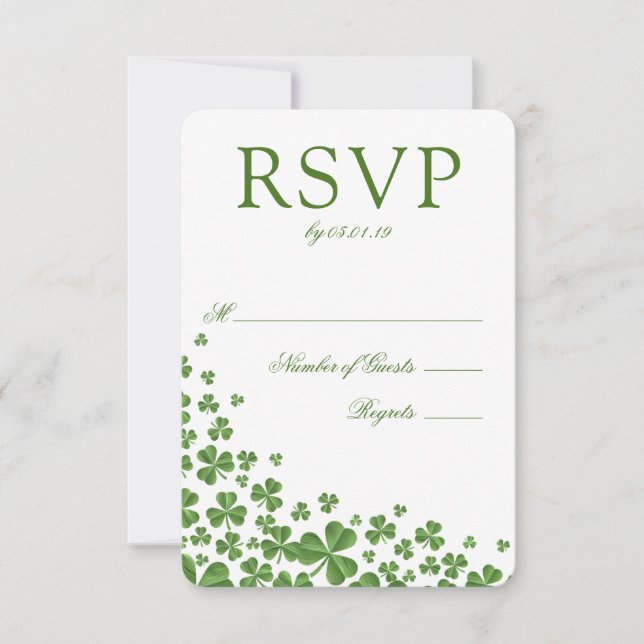 Boda de Shamrock verde irlandesa RSVP (Anverso)