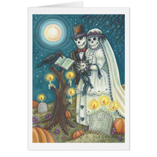Boda DE SKELETON EN CEMETERY GREETING CARD Blnk (Frente)