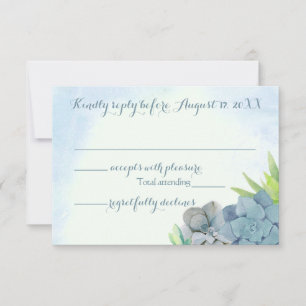 Boda de Suculentas Azul Acuarela RSVP