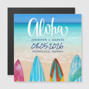 Boda de Surfboard Hawaii Aloha Beach Save the Date