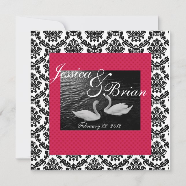 Boda de Swan o invitaciones de compromiso Damasco  (Anverso)
