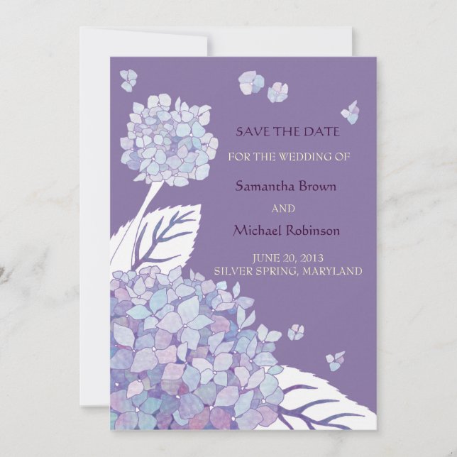 Boda de Sweet Hydrangeas Guardar las invitaciones  (Anverso)