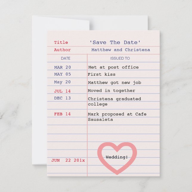 Boda de tarjeta de biblioteca Guardar la Invitació (Anverso)